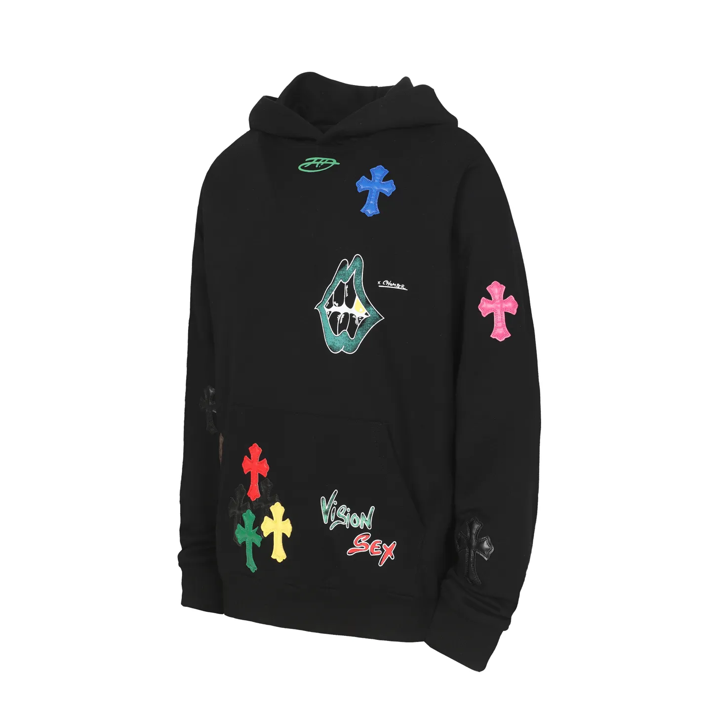 P280 #L3107 cross-border model. Those who pursue quality should not place an order. -Chrome Hearts/Chrome Hearts graffiti spoof printed leather cross✝️Hooded sweatshirt - High weight, high density and high quality. The wool is soft, delicate and skin-friendly. It feels soft and silky. It has excellent warmth and skin-friendly properties. XL